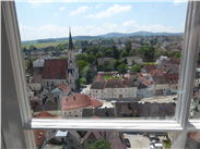 View from a window-the village of Melk, as seen from the abbey.